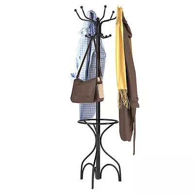 Vintage Metal Coat Hat Rack Tree Stand Clothes Hanger Hooks Umbrella Holder New • $42.99