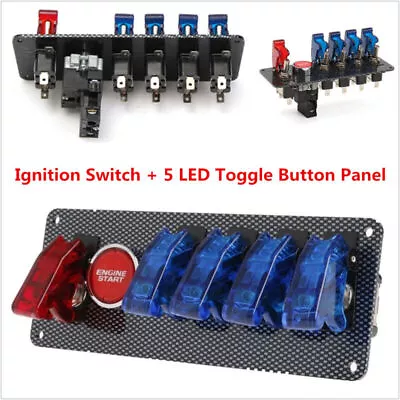 Racing Car 12V Ignition Switch Panel Engine Start LED Push Button Toggle Panel • $40.40