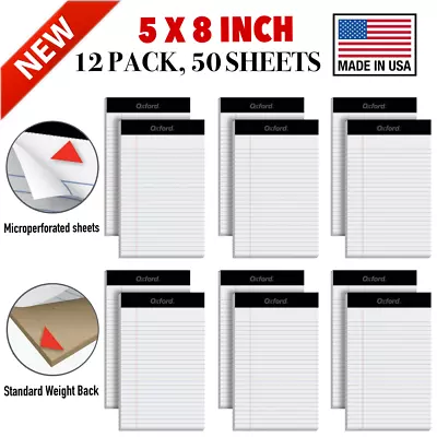 5 X 8 Legal Pads 12 Pack Narrow Ruled White Paper 50 Sheets Per Writing Pad • $17.34