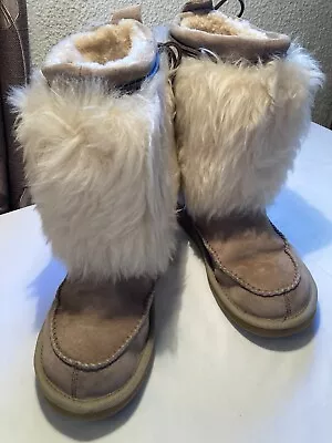 UGG Australia Boots Fur Rainier Tan Women's Leather Sheepskin; Sz 8; NICE Used! • $80
