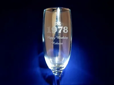 PERSONALISED CHAMPAGNE FLUTE ESTABLISHED 1969 50TH BIRTHDAY GIFT 21st ANY YEAR • £10.89
