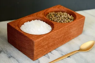 Salt And Pepper Pinch Pots Handmade From Eco-friendly Oak Hardwood. 60mm Holes • £14.99