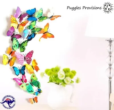 12 Pcs 8 Colours 4 Cm 3D Plastic Realistic Artificial Butterfly In The Wedding  • $3.99