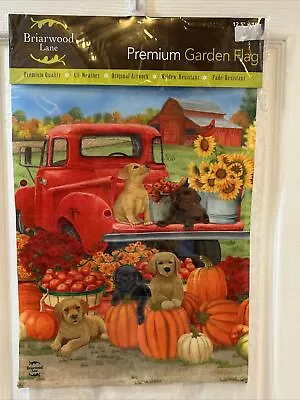 Fall Red Pickup Truck Garden Flag Labrador Lab Puppy Dog 12.5  X 18  Apples Farm • $9.89