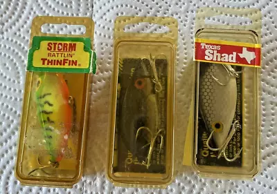 Lot Of 3 Vintage Storm Pre Rapala Texas Shads & Rattlin' Thinfin Nib • $25