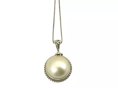 Pearl Mabe Sterling Silver Pendantnecklace 18” • $77.40