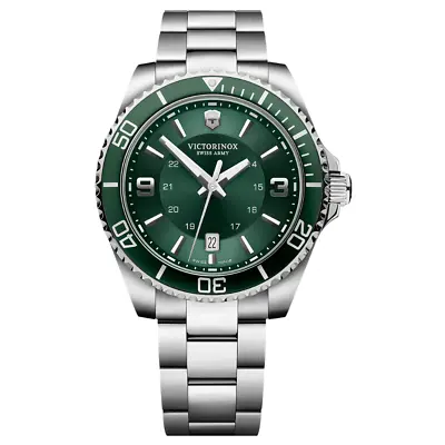 £126 • Buy Victorinox Swiss Army Maverick Green Dial Silver Stainless Steel Watch 241934