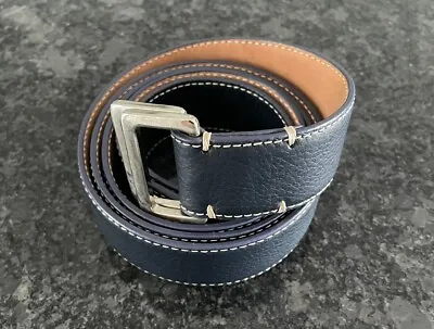 Peter Millar Pebbled Blue Leather D Ring Belt Men's XX-Large • $49.99