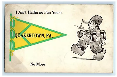 1916 Quakertown Pennant Dutch Kid Quakertown Pennsylvania PA Postcard • $14.98