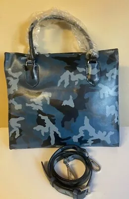 G.I.L.I. Leather Wing Blue Camo Satchel W/Crossbody Strap • $90