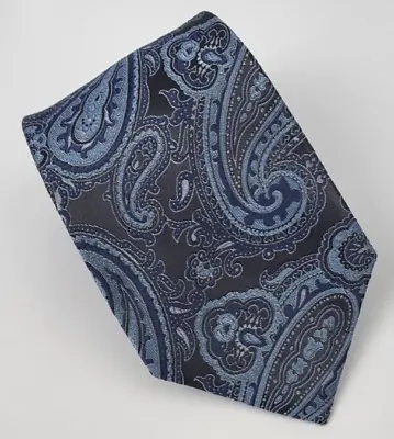 Van Heusen Silk Tie Gray Blue Paisley Floral Men Necktie Skinny 57.5 X 3 • $11.24