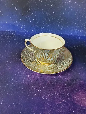 VTG Colclough Bone China Gold Floral Chintz Tea Cup Saucer England • $31.50