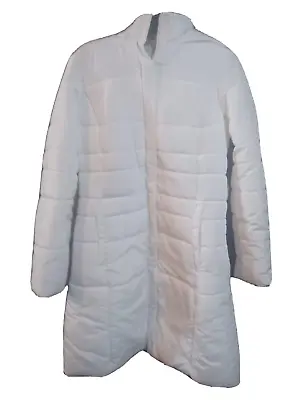 Women's Merona Solid White Puffer Coat Hooded Size Large • $45