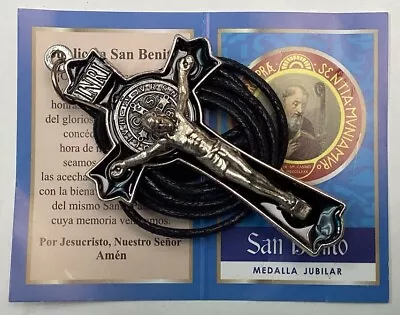 Saint Benedict Cross Crucifix Pendant Whit Cord Cruz Cfucijo De  San Benito 3” • $12