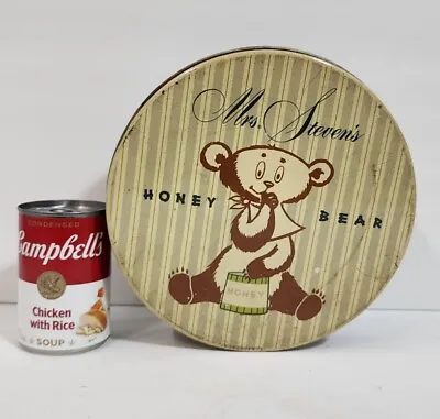 Vtg Mrs Steven's Candy Tin Honey Bear Farm Powers Lake WI Mascot 8  2lb READ! • $22.50