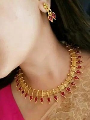 $29.99 • Buy Bollywood Indian Jewelery Kundan Bridal Red Choker Necklace Earring Set