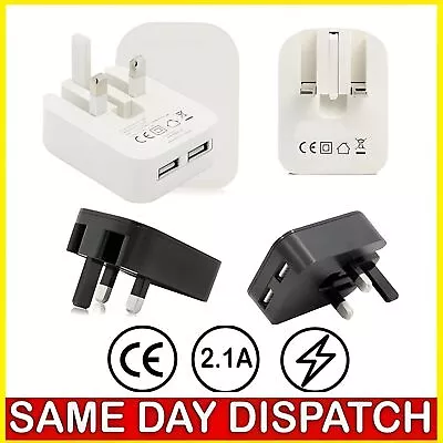 2 AMP Fast Dual Twin 2 Port USB Folding Charger Mains Wall Plug Adapter 3Pin UK • £4.66