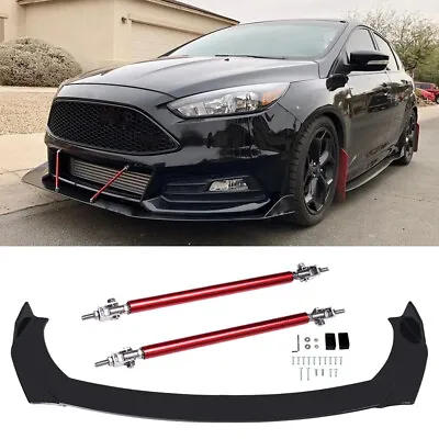 For Ford Focus ST RS MK3 MK4 Front Bumper Lip Splitter Spoiler Chin+ Strut Rods  • $65.39