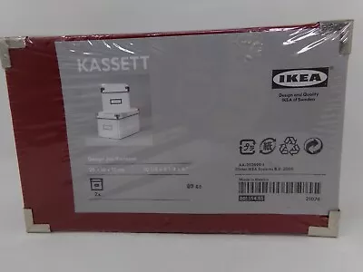 New IKEA KASSETT Orange Storage Box 2 Pack W/Lid-Metal Corners 10 ¼ X 6-1/4 X 6  • $24.99