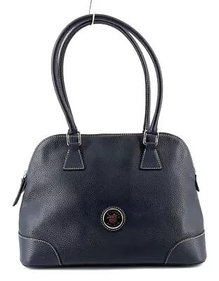 Dooney & Bourke Navy Blue Pebble Leather Large Domed Shoulder Satchel Purse • $32.01