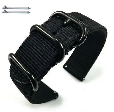 Black Nylon Watch Band Strap Belt Army Military Ballistic Black Buckle #6032 • $11.95