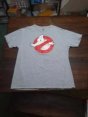 Ghostbusters Shirt Mens L Grey Crew Neck No Ghosts Classic Logo Mad Engine • $5.99