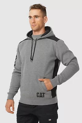 Caterpillar Logo Panel Hooded Sweatshirt Jumper Hoodie Warm Winter - Dark Heathe • $59