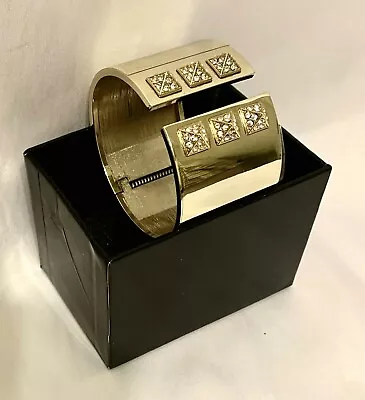 Victoria's Secret Gold Tone Rhinestone Hinged Cuff Bracelet (New At $78) • $9.95