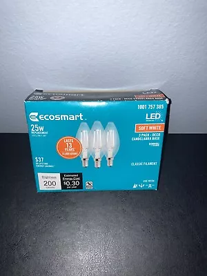 EcoSmart 25-Watt Dimmable ENERGY STAR SOFT WHITE 3-PACK  DECOCANDELABRA BASE  • $1.99