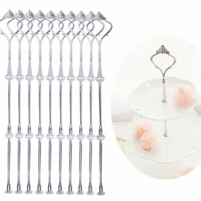 8x 10x 3 Tier Cake Stand Plate Stand Centre Handle Sets Fitting Silver UK • £12.99