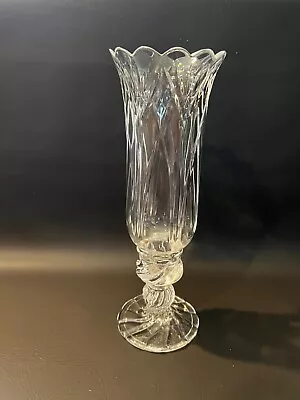 Vintage Glass Hurricane Crystal 2 Piece Candle Holder 12  Tall 4  Diameter • $99.99