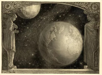 Earth Moon Milky Way From Space 1918 Astronomy Map Giclee Canvas Print 40X30 • $158.95