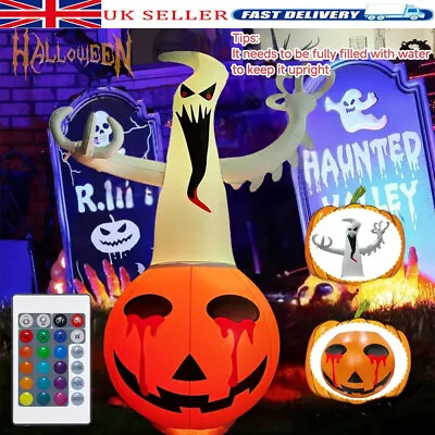 Halloween Inflatable Ghost Pumpkin Decoration With LED Light - 1.2M • £15.29