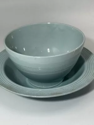 £8.11 • Buy Bowl & Dish Vintage 1950s Rimmed Iris Woods Ware Blue Ceramic Set Dishes #LH