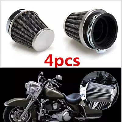 Chrome 4X50mm Tapered Pod Air Filter Clean Mushroom Head Cleaner Motorcycle Café • $28.99