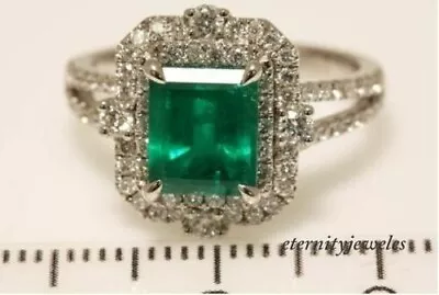 2.CT Green Asscher  Lab-Created Diamond Vintage Art Deco Halo Ring White Gold FN • $141.34