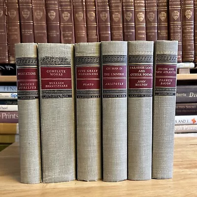 Lot 6 Classics Club Books Milton Aristotle Bacon Shakespeare Aurelius Plato HC • $46.80