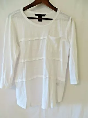 Marc By Marc Jacobs Linen Shirt Round Neck 3/4 Sleeve White Size  M  #9857 • $9.99