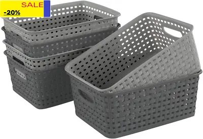 £29.86 • Buy Annkky Plastic Woven Basket Set Of 6, Weave Storage Baskets