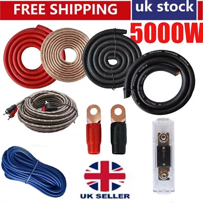 £27.47 • Buy 5000W 0 Gauge Peak Power AWG Amp Kit Amplifier Wiring Complete Install Kit Black