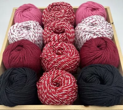 12 Ball Bundle Cotton Knitting Crochet Yarn Wool - 12 Balls / 680g - Assorted • £0.99