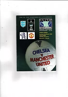 1996 Chelsea V Manchester United FA Cup Semi Final Football Programme • £4