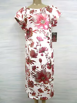 Beige By Eci White & Multi-color Floral Print Stretchy Dress Size 14 - Nwt • $47.40