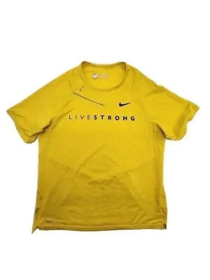 Nike Fit Dry Size Medium Yellow Black LiveStrong Short Sleeve Active Shirt   • $8.99