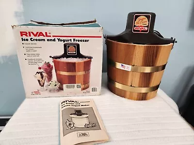 Vintage Wood Rival Ice Cream & Yogurt Maker Freezer 5 Quart 8550 • $45