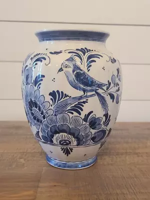 Dutch Delft Blue Hand Painted Vase SIGNED VINTAGE • $69