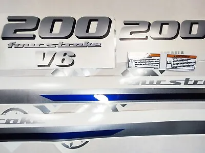 For YAMAHA F 200 Four Stroke. SILVER Vinyl Decal Set From BOAT-MOTO  Sticker Kit • $65