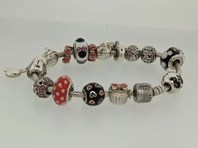 Pandora Disney Murano Pave Clasp 925 Mickey & Minnie Bracelet Collection In Box • $450