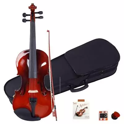 New Solid Wood Natural 1/8 Acoustic Violin + Fiddle Accessories For Beginner • $39.99