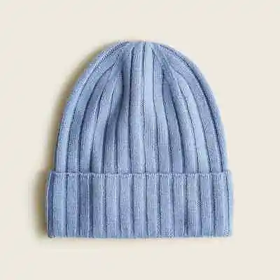   J.Crew 100% Cashmere Ribbed Beanie Beachside Blue OS -  NWT • $59